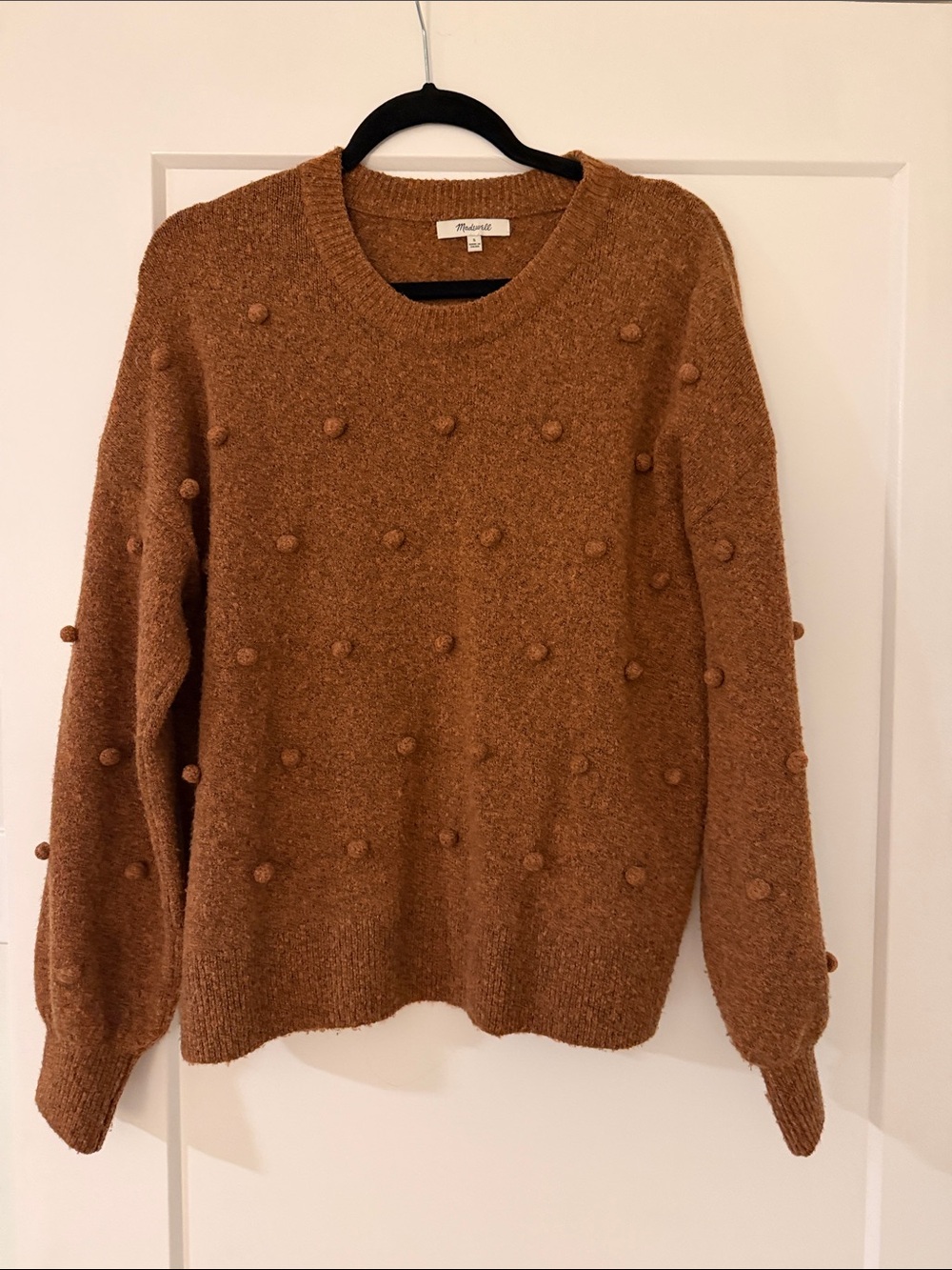 Madewell Brockton Bobble Knit Sweatee Cozy Pom-Pom Knit Sweater - Brown - Picture 2 of 4
